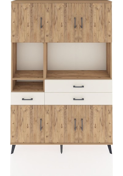Arges Dolap 9 Raflı 3 Çekmeceli 6 Kapaklı 132x30x195 Çam-çam/... Çam