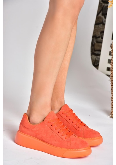 Fox Shoes P602045002 Turuncu Süet Kadın Spor Ayakkabı Sneakers Turuncu