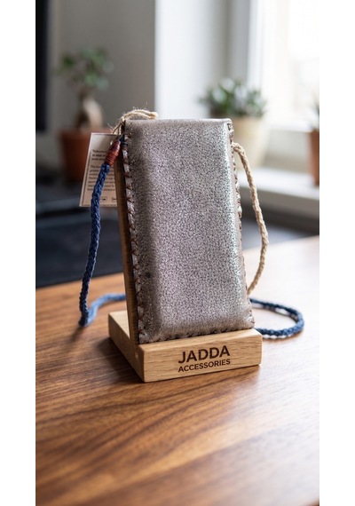 Jadda %100 El Yapımı Telefon Çantası Örgü Mavi Kağıt İp Gerçek Deri Aksesuar Otantik Çok Renkli