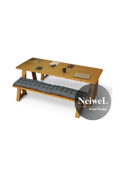 Neiwel Dove Doğal Ahşap Banklı Toplantı Masasıı x 100 x 200 Açık Ceviz