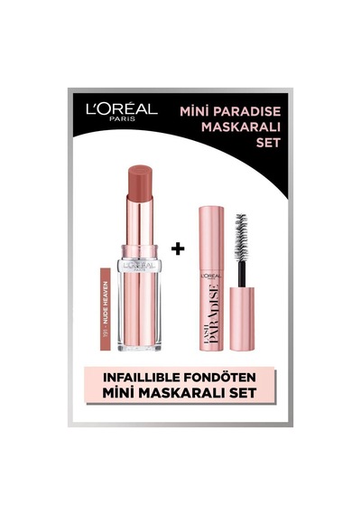 L'Oréal Paris Glow Paradise Balm-in-lipstick Işıltı Veren Ruj 191 Nude Heaven + Mini Paradise Maskara 4.7 ML