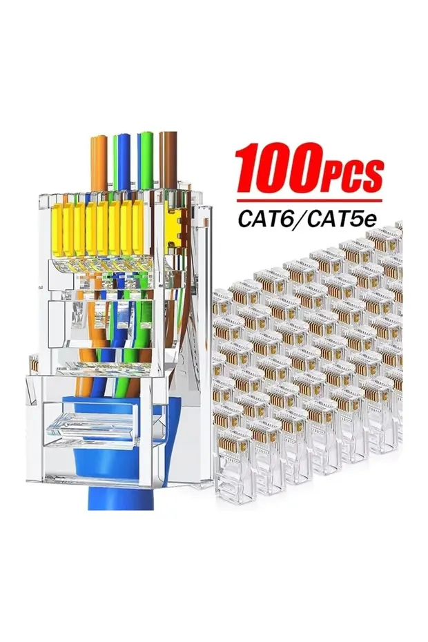 Yeni Nesil Rj45 Ezrj45 Pense + Rj45 Rj11 Test Cihazı + 100 Adet Yeni Nesil Delikli Açık Uclu Rj45 + 100 Adet Boot Kılıf Network
