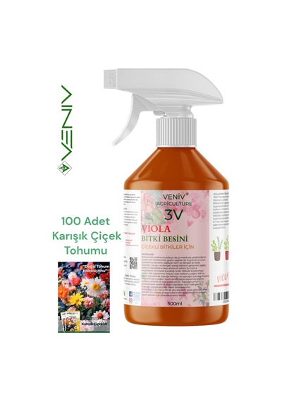 3v Viola Bitki Besini 500ml + 100 Adet Karışık Çiçek Tohumu Seti 2