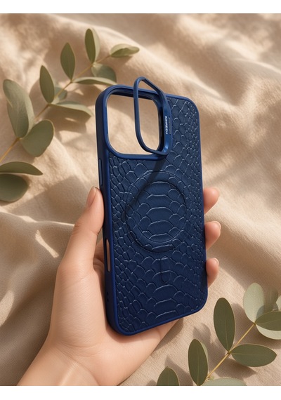 Apple Uyumlu iPhone 16 Pro Timsah Derisi Görünümlü Lens Koruma Hediyeli Magsafe Özellikli Standlı Kılıf Lacivert Apple Uyumlu iPhone 16 Pro Timsah Derisi Görünümlü Lens Koruma Hediyeli Magsafe Özellikli Standlı Kılıf Lacivert