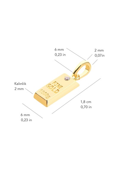 14 Ayar Altın Külçe Fine Gold Kolye Ucu 0,72 Gr-6644