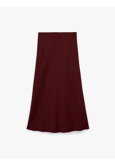 Koton Normal Bel Midi Saten Çan Etek Bordo 6sak70032uw