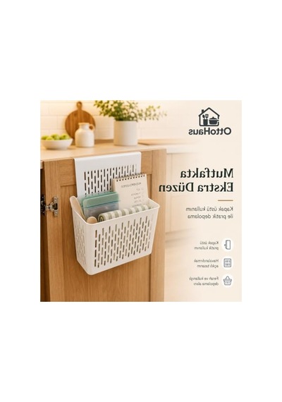 Plastik Askılı Dolap Düzenleyici Sepet, 24 X 9 X 32 Cm Açık Gri