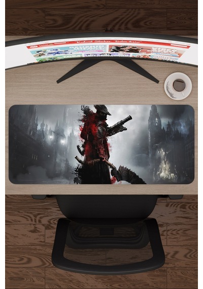 Bloodborne Kaymaz Dikişli Kauçuk Oyuncu Mousepad V5 - 70x30 Xl Gaming Mouse Pad Fare Altlığı
