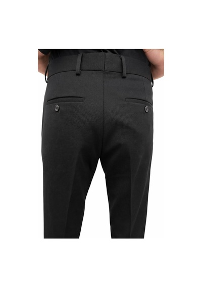 Erkek Klasik Slim Fit Armürlü Kumaş Tek Düğmeli Çift Yırtmaçlı Klasik Yaka Takım Elbise 7 Drop Siyah