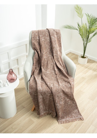 Ecre Çok Amaçlı Pamuklu Örtü- Kanepe-koltuk Şalı-koltuk Örtüsü 170x220 Brown2