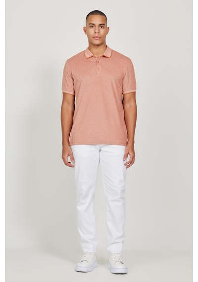 Ac&Co / Altınyıldız Classics 4A4820200047Ktes Düğmeli Polo Yaka Cepsiz Slim Fit Erkek Tişört Kiremit - Bej