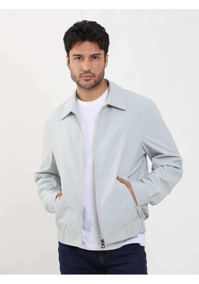 Dufy Gri Erkek Regular Fit Düz Klasik Yaka Bomber Mont - 104404-Gri