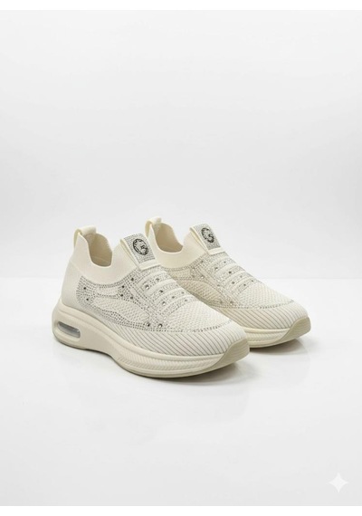 Guja 26y302-1 Rahat Air Taban Taşlı Tekstil Bağcıksız Spor Sneaker Kadın Ayakkabı Bej
