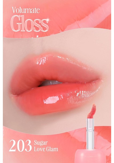 Pigmentli, Parlak Bitişli Dolgunlaştırıcı Lip Gloss Volumate Gloss 203 Sugar Love Glam Çok Renkli