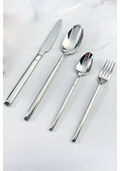 Çelik 24 Parça 6 Kişilik Gri Yemek Kaşık Çatal Bıçak Set Cin739by Çok Renkli