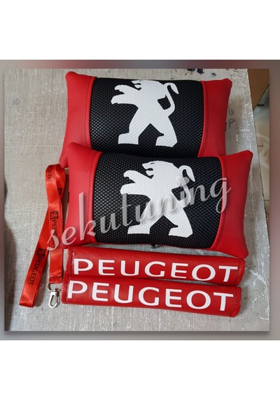 Peugeot Lüks Deri Oto Boyun Yastığı,Kemerlik Ve Ayna Ipi Hediyesi