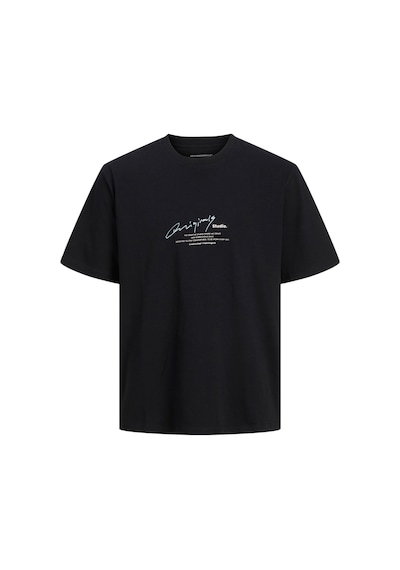 Jack & Jones Erkek Jormanchester Baskı Detaylı Bisiklet Yaka %100 Pamuk T-shirt 12273373 Siyah Siyah