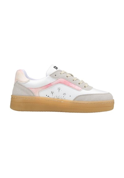 Kadın Vegan Deri Beyaz Sneakers - Botanical Notes Tasarım Çok Renkli