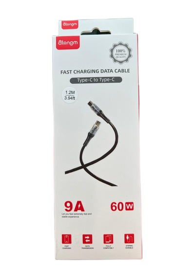 Atongm Type-c To Type-c Şeffaf Kablo 9a/60w Hızlı Şarj Kablosu Örgülü