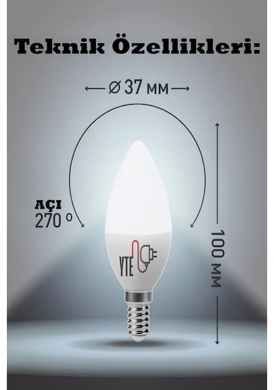 10 Adet Kaliteli Beyaz 7w Mum Led Ampul E14 Duy