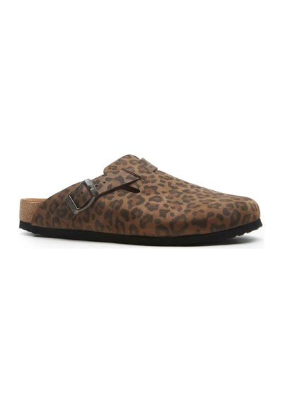 Comfortfusse Capri - Erkek Ortopedik Hakiki Deri Sabo Terlik Leopar Baskılı Deri