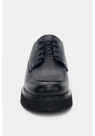Calder Hakiki Deri Bağcıklı Kadın Loafer- Siyah