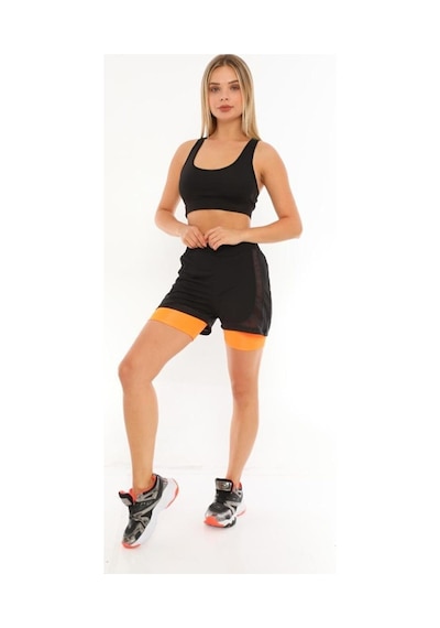 Winmoda34 Şortlu Tayt Fileli Turuncu