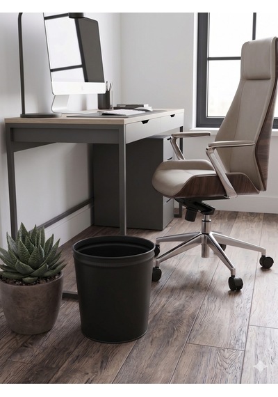 Erofis Metal Çöp Kutusu - Ofis Ve Ev Için Dekoratif Siyah Çöp Kovası