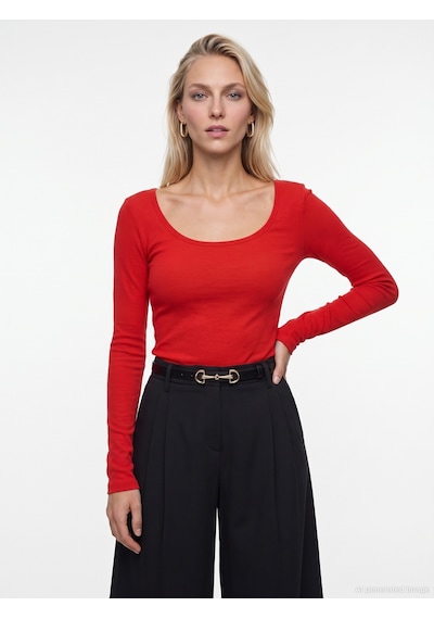 Dilvin 33237 Bra-free Uzun Kollu Top Kırmızı