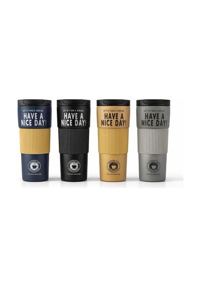 600 Ml Have A Nice Day" 600 Ml Çift Katmanlı Paslanmaz Çelik Termos Mug Alk4624 -