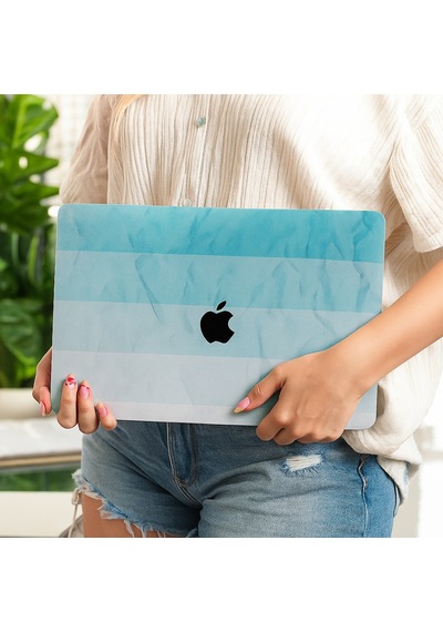 Apple Uyumlu MacBook Air 13 M1 Kılıf Sert Kapak İnce Hafif Darbe Çizilme Koruma Touch Id 13.3 İnç Turkuaz