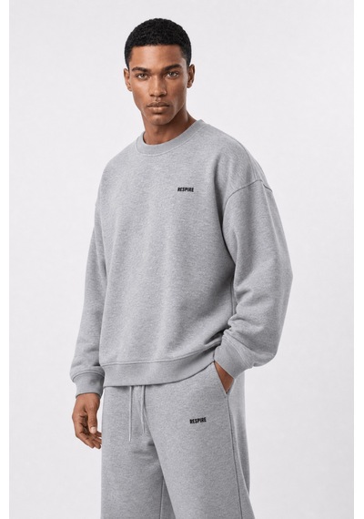Erkek Respire Basic Oversize Sweatshirt Gri Melanj