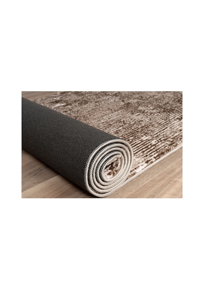 Plato Halı Parantez Saltanat Lüks Oturma Odası, Salon, Antre, Yıkanabilir Polyester Kaymaz Taban Acı Kahve Halı