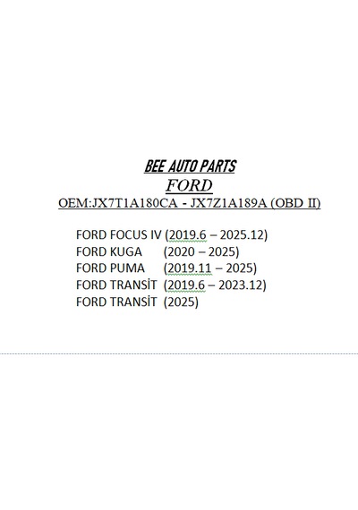 Ford Kuga Ford Puma Lastik Basınç Sensörü
