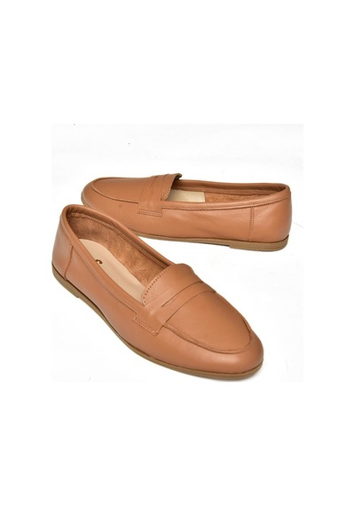 Fox Shoes S291070003 Taba Hakiki Deri Düz Babet Taba