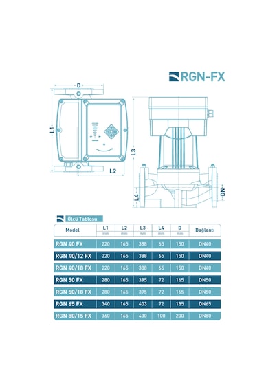 Regen Rgn 40 Fx 345 Watt Frekans Konvertörlü Sirkülasyon Pompası Dn 40 14 M3 Debi - 10 Mss Basınç