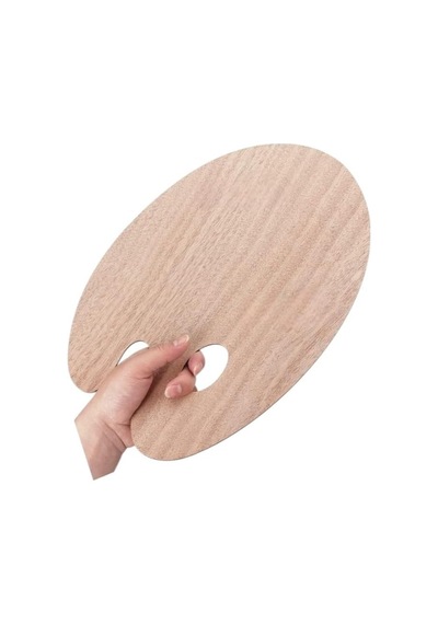 Ahşap Oval Palet Naturel 30x40 Cm 1 Adet Büyük Boy Ahşap Boya Paleti Resim Boyama Tepsisi Akrilik Guaj Karıştırı