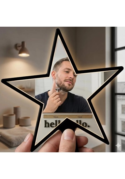 Mey İthalat Yıldız Tasarım Kırılmaz Pleksi El Aynası - 10x10 Cm Unisex Çanta Boyu Çok Renkli