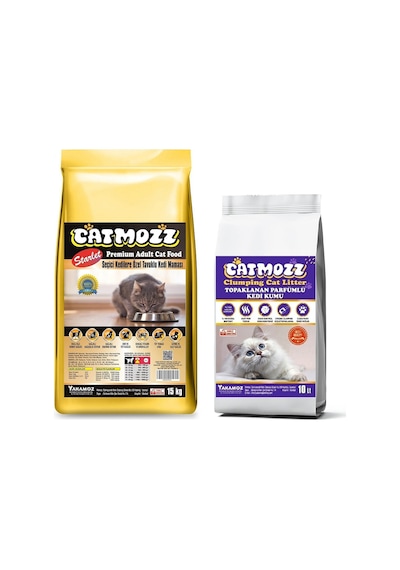 Catmozz Starlet Seçici Kedilere Özel Tavuklu Yetişkin Kedi Maması 15 KG + Bentonit Kedi Kumu 10 L