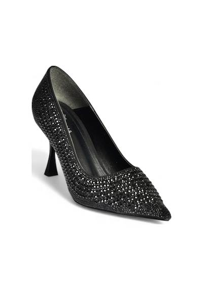 Fox Shoes V820772109 Siyah İnci İşlemeleri İnce Topuklu Abiye Ayakkabı Siyah