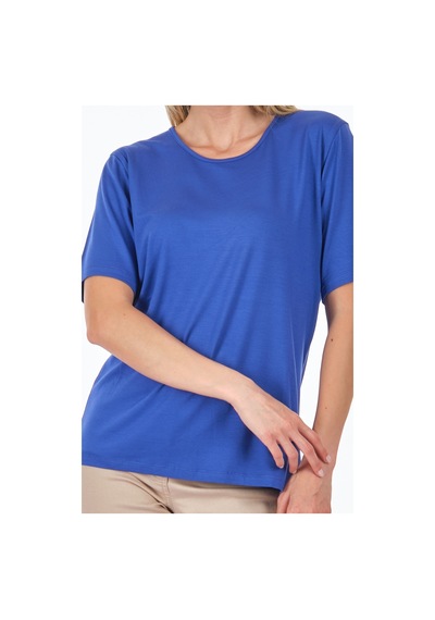 Desen Sıfır Yaka Saks Kadın T-shirt 23123786 001