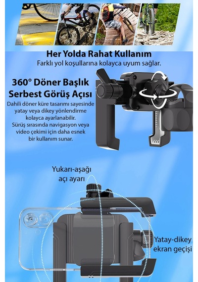 Ally Crown Gidon Bağlantılı Bisiklet Ve Motosiklet Telefon Tutucu- 5775 Diğer