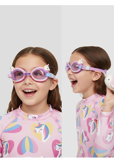 Denokids Kız Çocuk Deniz Gözlüğü Anti-fog Unicorn Renkli