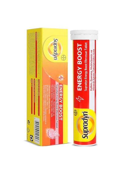 Energy Boost Efervesan Tablet L Kafein, Guarana, Multivitamin Ve Mineral