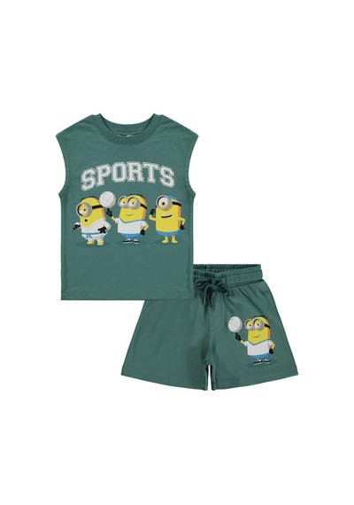 Minions 2-9 Yaş Şortlu Takım - Yeşil Mint