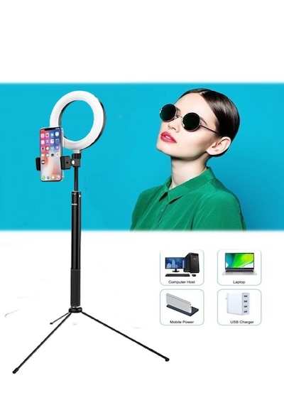 2ın1 6inç Tripod Standl -video Selfie Stüdyo Makyaj Işığı-160cm