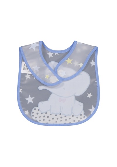 Civil Baby Papyonlu Fil Baskılı Mama Önlüğü - Mavi Standart Mavi