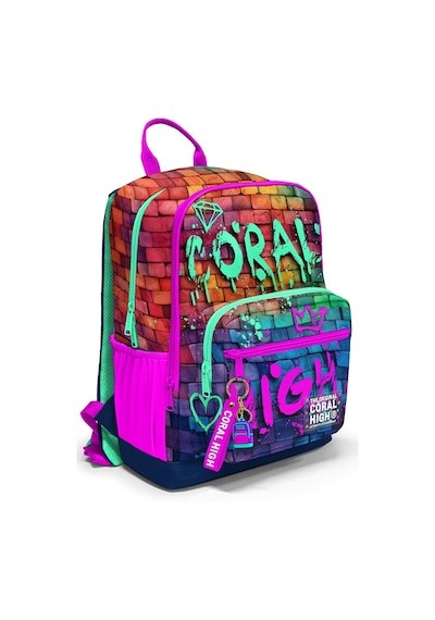 Coral High Dört Bölmeli Pembe Lacivert Grafiti Ortaokul Çantası - Kız Çocuk
