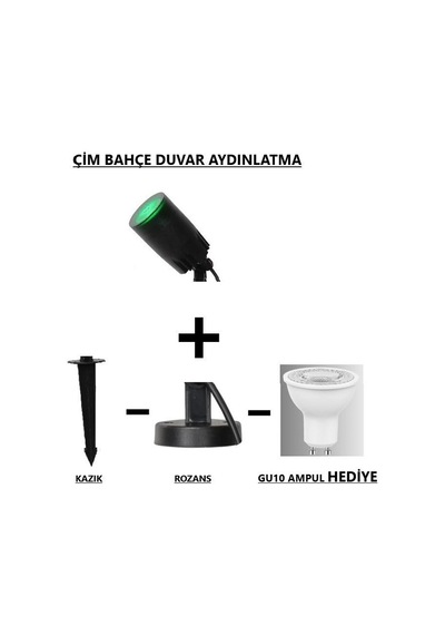 Seka Tech Zita Çim Bahçe Duvar Aydınlatma Ampul Rozanslı ve Kazıklı Armatür Yeşil