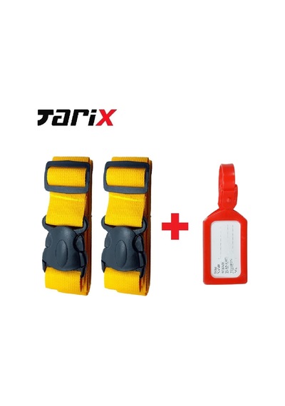 Tarix 2 Adet Sarı Valiz Kemeri + 1 Adet Kırmızı Valiz Etiketi Sarı